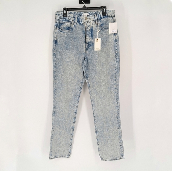 NEW Good American Straight Leg High Rise Jeans Light Blue 10/30 hipster mom jean - Picture 1 of 9